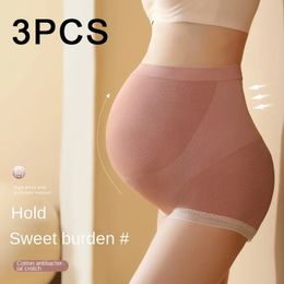 3pcs bragas de maternidad bragas embarazadas de la cintura altas calzoncillos ajustables para mujeres para mujeres embarazadas encaje sólido acogedor íntimos 240514