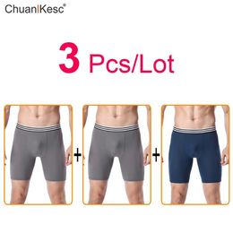 3 uds ropa interior deportiva para hombre Boxers largos de seda de hielo suave cómodo absorción del sudor secado rápido correr antiabrasión pierna corta 2927