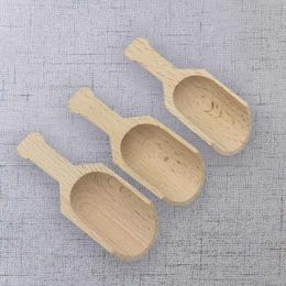3pcs mini scoops en bois de salle de bain Salt Salt Candy Farine Spoon Scoops Kitchen Ustensiles - 2,3x7.6 cm 2,5x8.1cm 3x7.8cmkitchen Ensemble d'ustensiles