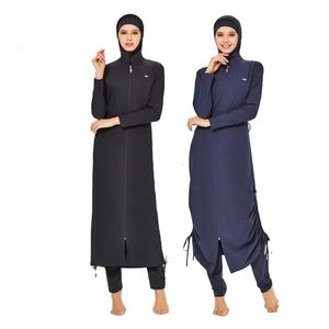 3 uds traje de baño musulmán modesto Abaya traje de baño para mujeres Abayas Hijab islámico de manga larga cubierta completa traje de baño nadar 240117