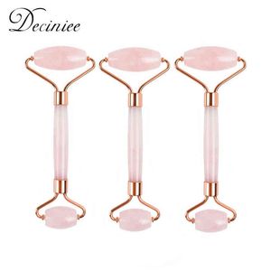 3 pièces ensemble de rouleaux de pierre de Jade pour le visage en Quartz Rose naturel pour rajeunir le cou du visage éliminer les rides 3 Types Massage220429