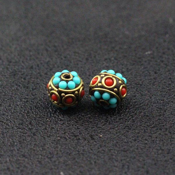 3pcs Budista nepalés Budista Handmaded Tibetan Brass Metal Clay Flew Clay Loose Beads para joyas que hacen collar de bricolaje