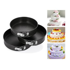 3 pièces casseroles à ressort antiadhésives ustensiles de cuisson forme ronde moules à gâteaux enlèvement fond cuisson cercle de cuisson moule gâteau décoration outils de cuisson