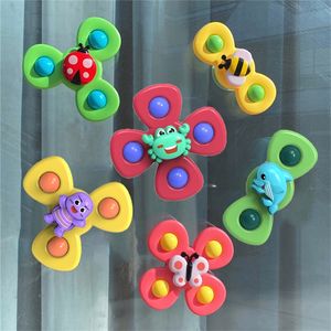 3 pcs Nouveauté Fidget Ventouse Spinner Jouet Pour Bébé Dessin Animé Insecte Rotation Hochet Éducatif Bébé Jeux Jouets De Bain Pour Enfants 220531