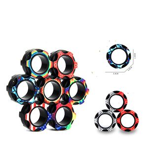 3 unids / pack anillo de dedo imán juguete juguete fidget hilandero apilado anillos magnéticos punta de pie la magia giratoria para el alivio del estrés anti-ansiedad autismo niños adultos adolescentes