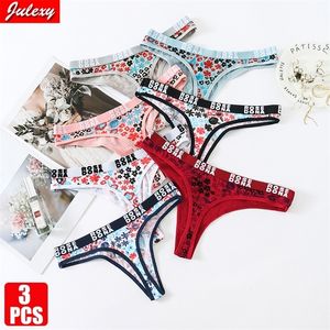 3 teile/paket Julexy Frauen höschen baumwolle Sexy Floral Brief Gedruckt weibliche Unterwäsche Thongs Atmungsaktive Dessous Höschen G-string 220422