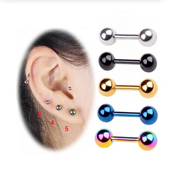 3 pièces/ensemble acier inoxydable petite vis à billes clous d'oreille pour femmes hommes Piercing Tragus boucles d'oreilles mignon oreille os clou/bâton GC1347