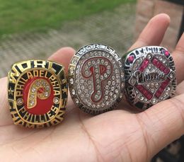 3pcs Philadelphie 1980 2009 2009 Phillies Championnat du monde de baseball Ring Fan Men Gift Whole Drop 9227080