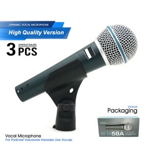 3 stücke Professionelle Wired Mikrofon BETA58A Super-niere BETA58 Dynamische Mikrofon für Leistung Karaoke Live Gesang