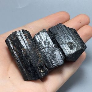 Espécimen Mineral de turmalina negra cruda, cristales y piedras de Chakra, limpieza de aire metafísica para curación, 3 uds.