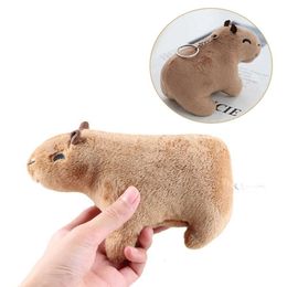 3pcs Reallilfe Keychain Cartoon Animaux en peluche marron 12cm kawaii capybara peluche clés