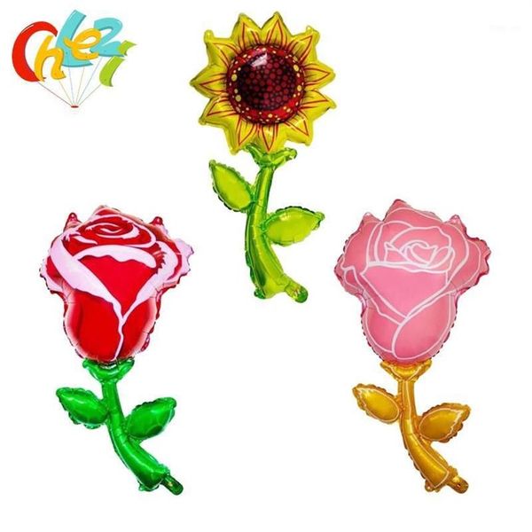 3pcs rouge rose fleur feuille ballons tournesol ballon fille anniversaire mariage fiançailles décoration fête fournitures bébé shower1327s