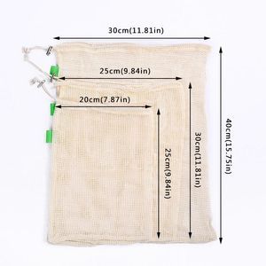 3 pièces sacs de produits réutilisables pour fruits légumes cordon coton maille pomme de terre oignon sacs de rangement maison cuisine organisateur fournitures K213