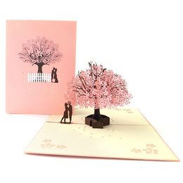 3 -stks romantische kersenboom cadeau Valentijnsdag 3d pop -up kaarten geliefde gelukkige verjaardag kerstjubileum wenskaarten ansichtkaart