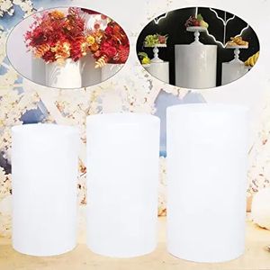 3pcs Cylindre rond Affichage de piédestal en or blanc décor décor rack de gâteaux piliers pour décorations de mariage de bricolage Fournitures de fête 915