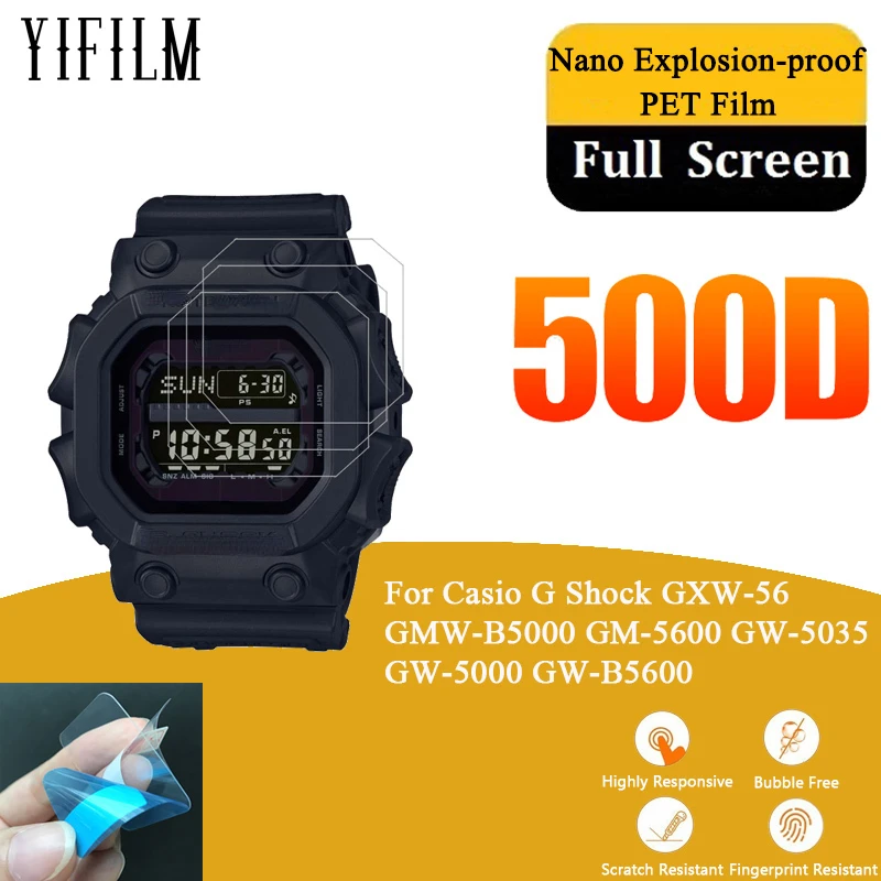 3PCS schermbeschermer voor Casio G Shock GXW-56 GMW-B5000 GM-5600 GW 5000 5035 GW-B5600 NANO EXPLOSION-PROFTE PET-Film Not Glass