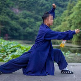 3PCS / SET 22Colors Lin de haute qualité Wudang Tai Chi Uniform Martial Arts Clothing Kung Fu Costumes Taost Wushu vêtements