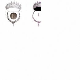 3PCS / Set Baroque Crystal Bridal Jewelry RHINESTE Tiaras Crown Collier Boucle d'oreille pour la mariée Femmes Bijoux de mariage Set Gift I2DN #