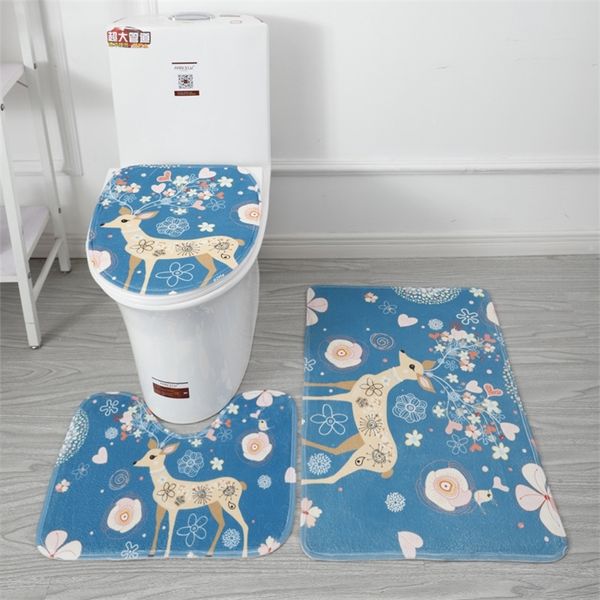 3 pièces/ensemble tapis de salle de bain toilette doux antidérapant 3 pièces tapis de douche tapis couvercle couverture sol s 220401