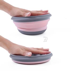3 unids/set juegos de tazones de silicona plegable almuerzo Bento Box rosa plegable contenedor de almacenamiento de alimentos para Camping Picnic