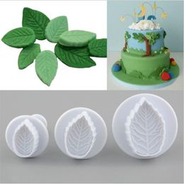 3 stks / set Cake Rose Leaf Plunger Fondant Decorating Sugar Craft Mold Cookie Biscuit Cutter Decorating Pastry Cake Tools