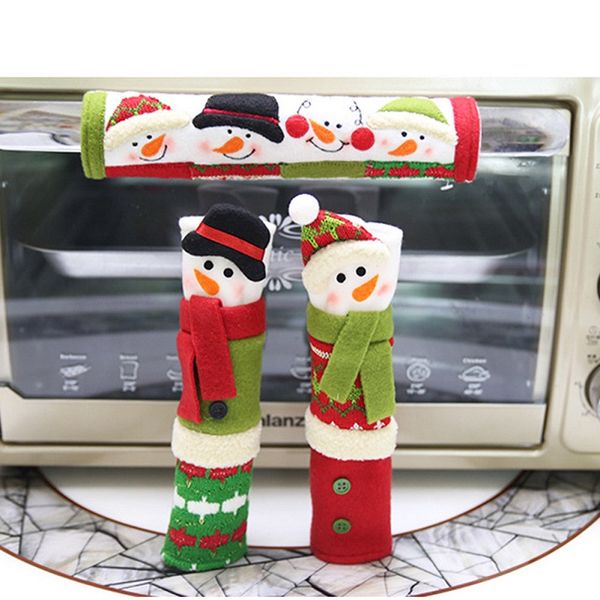 3PCS / Set Christmas Decorations Handle Handle Covers Accessoires Cuisine Four Micro-ondes Poix de lave-vaisse