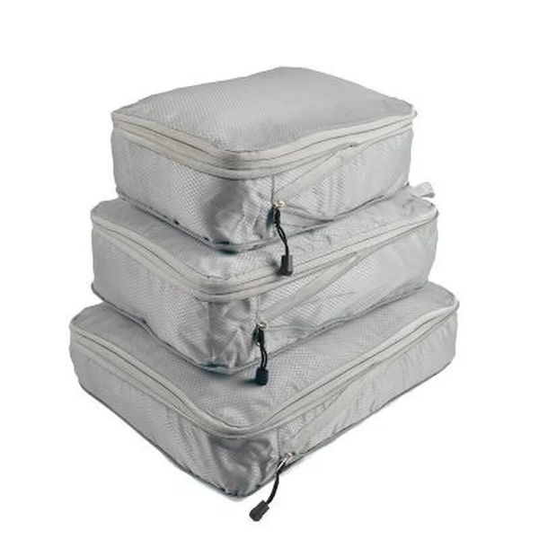 3 unids/set cubos de embalaje de compresión bolsa de almacenamiento de viaje equipaje maleta organizador conjunto plegable Material de nailon impermeable