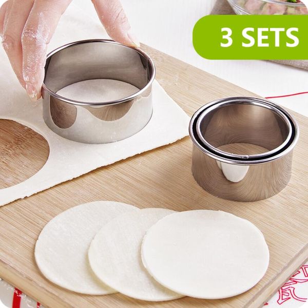 3 pièces/ensemble emporte-pièce coupe-gâteau en acier inoxydable rond gâteau moule étoile Biscuit moule Fondant coupe pâtisserie Cutter boulettes emballages