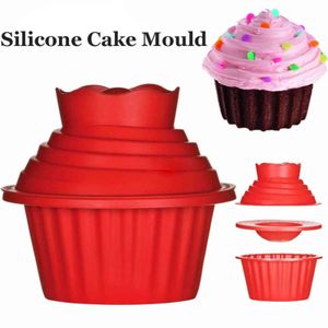 3 stks / set Afwasmachine Veilige Giant Cupcake Mold Non-Stick Big Top Cake Silicone Mold DIY Idea voor Gemakkelijk Decorating Cake Bake Tools 211110