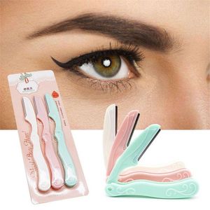 3 unids/set moldeador de cejas, recortador de cejas, tijeras para cejas, afeitadora de aseo para mujer, Kit de herramientas de maquillaje de maquinilla de afeitar segura