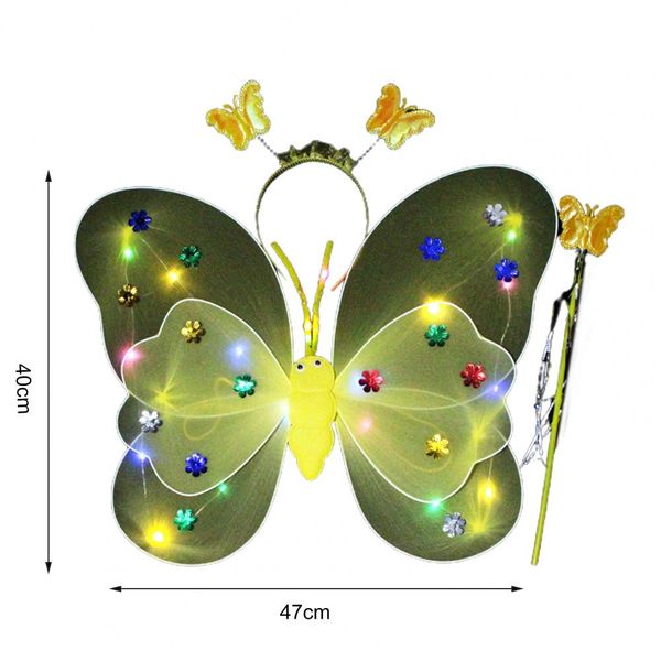 3pcs / ensemble Butflies brillantes aile d'éclairage coloré