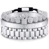 3 pièces/ensemble couronne impériale roi hommes Bracelet pavé CZ or Bracelets pour hommes luxe charme mode manchette Bracelet anniversaire bijoux
