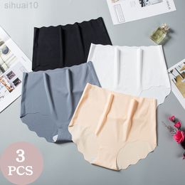 3pcs / set culottes invisibles femmes slips sans couture sous-vêtements féminins sous-vêtements ultra-minces culottes hautes solides tangas lingerie L220801