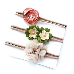 3 unids/set diademas de nailon con lazo para niños, diademas de tela de lino suave bonitas, accesorios para el cabello simples personalizados con nudo de lazo para niñas 0439