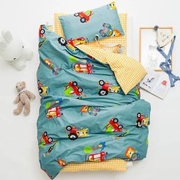 3 -stks/set Kids Quilt Kindergarten Beddengoed Bedden Set Laten Baby Crib Pillowcase Boy Girl Children Cartoon Soft Cotton Quilt Cover 240328