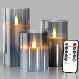 3PCS / Set LED Candle légère batterie électronique scintillante Falle Salight avec temporisation télécommandée pour le mariage de Noël 240417