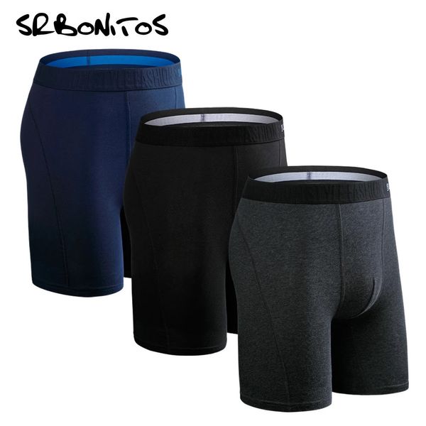 3 unids / set Boxer Shorts de pierna larga Ropa interior para hombres Calzoncillos de algodón Bragas para hombre Ropa interior de marca Boxershorts Sexy homme 240328