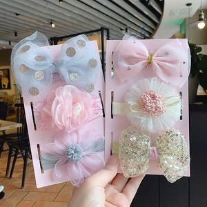 3pcs Set Belle Baby Bandband Bow Lace Flower Baby Girl Bandbands Bands Haarband Turban Cartoon Bear Girl Girl Accessoires 251J