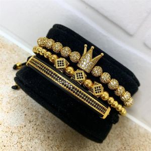 3pcs Set Men Bracelet Bijoux Crown Charms Macrame Beads Bracelets Traiding Man Luxury For Women Gift Saint Valentin Christm2959