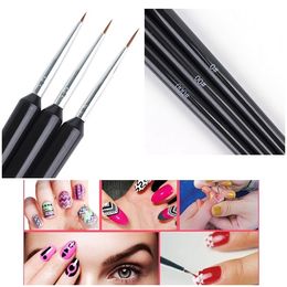 3 stks / set Nail Art Liner Borstels Set Tekening Schilderen UV Gel Pen 3D Tips DIY Flower Line Design Pen Manicure Nail Art Tool