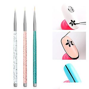 3 stks/set Nail Art Liner Schilderij Pen 3D Tips DIY Acryl UV Gel Penselen Tekening Kit Bloem Lijn Raster Franse ontwerper