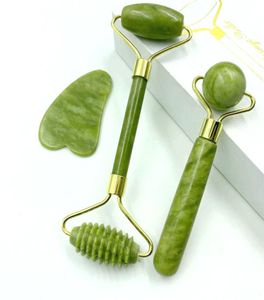 3 Stuks Set Natuurlijke Jade Massage Roller Guasha Board SPA Schraper Steen Facial Antirimpel Behandeling Lichaam Gezicht Massager gezondheidszorg T2632854