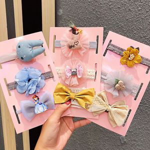 3PCS/Set New Little Girls Cute Flower Bow Elastic Headband Children Sweet Hairband Hair Accessories