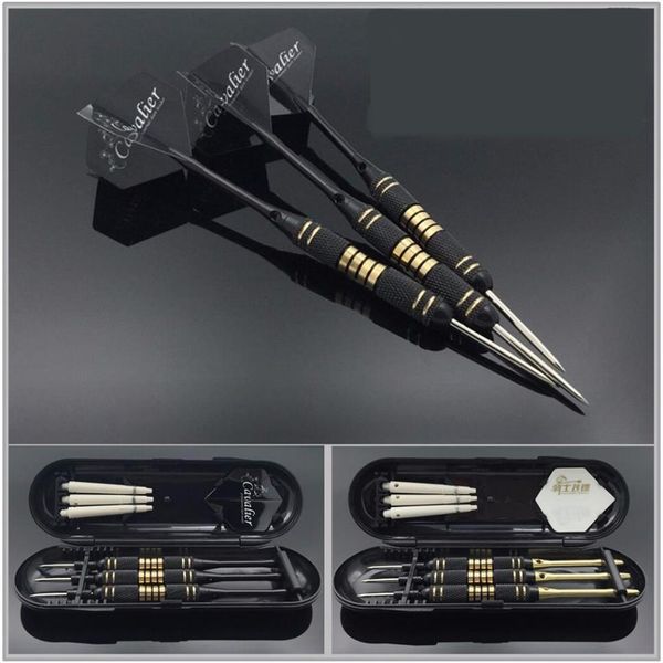 3pcs / set Fléchettes Professionnelles Carry Box 24g 25g Noir Couleur Dorée Pointe En Acier Avec BrassShafts Fléchettes De Chasse Dart suit245z