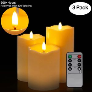 3PCS / Set Remote Control LED sans flammes Couchettes de bougies d'année à LED alimentées à LED Cougie de Pâques avec emballage 240416