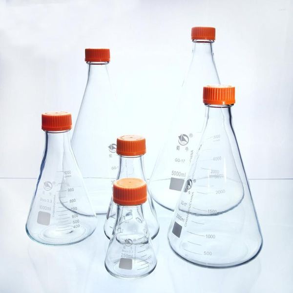 3 pièces/ensemble bouchon à vis flacon conique verre borosilicaté épais Type Erlenmeyer résistance à la température GL45