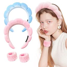3 -stcs/set spa -hoofdband voor het wassen van gezichtspolsband spons hoofdband Terry stoffen bubbel zacht haarband voor vrouw