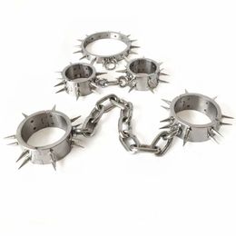 Collier de cou et cheville en acier inoxydable, jeux pour adultes, contraintes, jouets sexuels pour Couples, Kit de Bondage BDSM, 3 pièces/ensemble