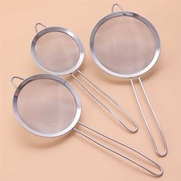 3pcs / set fil d'acier inoxydable maille fine passoire à huile passoire à farine tamis tamis pâtisserie outils de cuisson accessoires de cuisine 211109