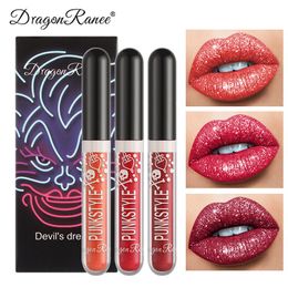 3pcs / Set imperméable halloween lèvre lèvre gloss sexy brillant matte paillettes de rouge à lèvres lèvres durable durable lipgloss maquillage 1061